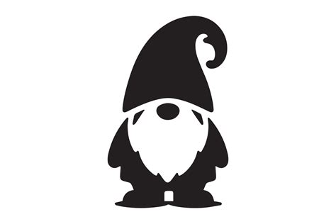 Gnome Christmas silhouette . Black silhouette of a fantasy dwarf ...