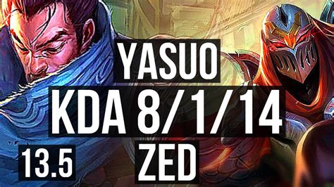 YASUO Vs ZED MID 8 1 14 400 Games Dominating KR Master 13 5