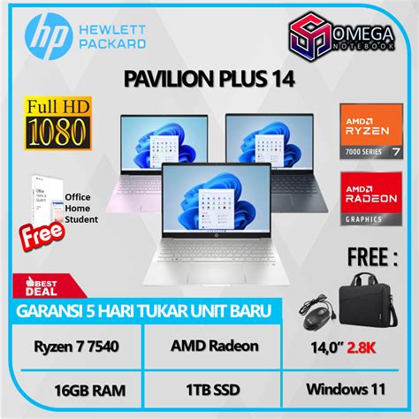 Jual Laptop HP Pavilion Plus 14 OLED Ryzen 7 7840 16GB 1TB 14 0 2 8K