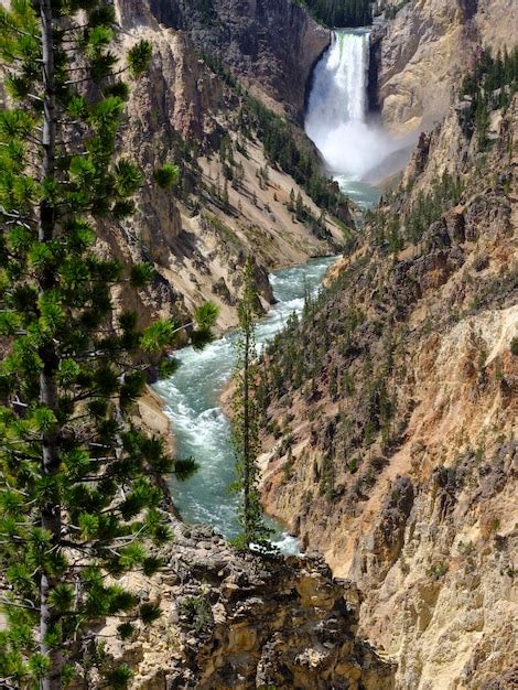 Premium Photo | Scenic view of waterfall on the yellowstoneriver grand canyon of the yellowstone