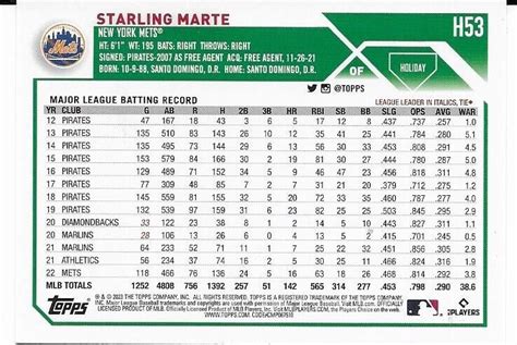 Topps Holiday H Starling Marte New York Mets Ebay