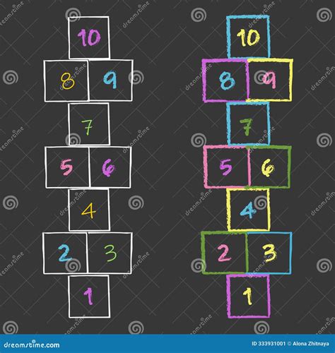 Hopscotch Chalk Doodle Drawing Street Jumping Game Kids Activity Hop