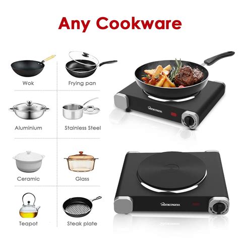 Hometronix Electric Hob Portable Electric Hot Plate Single With Temperature Control W Ring