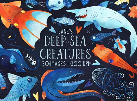 Watercolor Deep Sea Creatures Clipart Ocean Animals Download - Etsy Canada