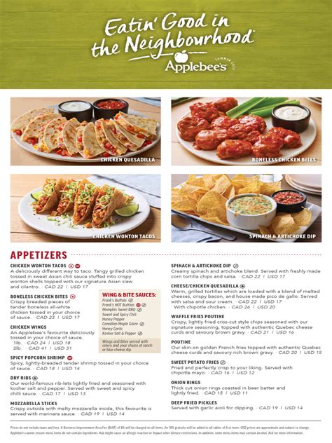 2023 Applebees Dinner Menu 23 05 V7 Web Canada Pdf Hamburgers