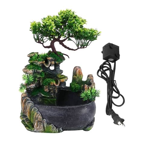 Desk Fountain with Pump Rockery Bonsai Cascading Spray Water Fountains ...