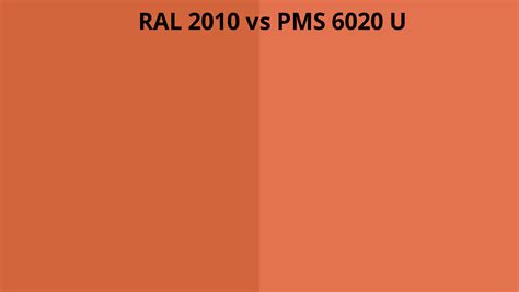 RAL 2010 Vs PMS 6020 U RAL Colour Chart UK