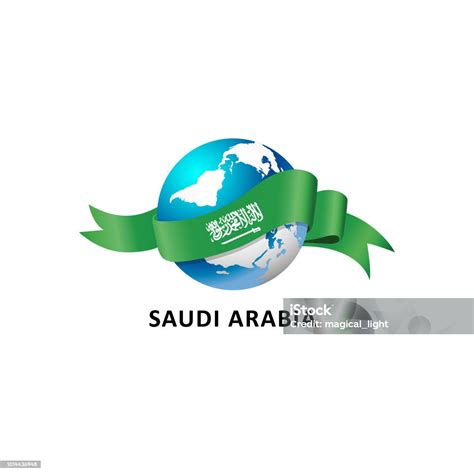 Ilustrasi Vektor Dunia Dunia Dengan Bendera Arab Saudi Ilustrasi Stok