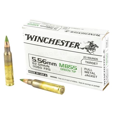 Winchester M855 556NATO 62 Grain FMJ Green Tip 20RD Box-AMMO