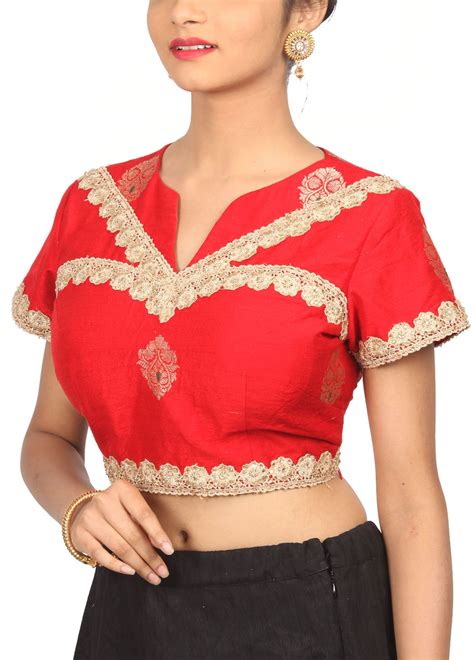 Red Brocade Designer Blouse Bl20059 Indian Silk House Agencies Saree Blouse Designs