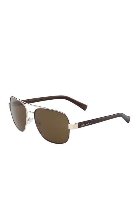 Cole Haan 57mm Navigator Polarized Sunglasses In Brown Modesens