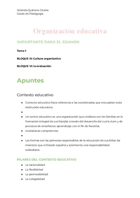 ORGANIZACION EDUCATIVA Apuntes Pdf