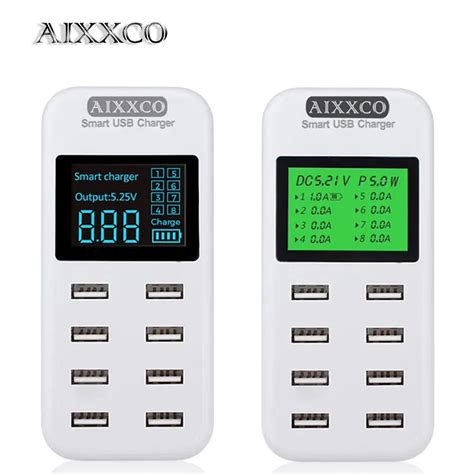 AIXXCO Smart USB Charger LED Display 8 Port 40W Fast Charging For ...