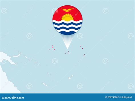 Oceania With Selected Kiribati Map And Kiribati Flag Icon Stock Vector