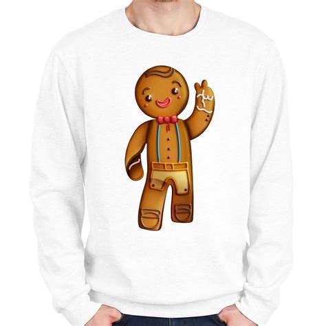 1Tee Mens Happy Gingerbread Man Waving Christmas Sweatshirt Jumper EBay