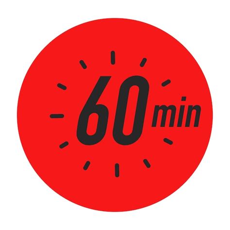 Símbolo de temporizador de 60 minutos estilo de color rojo Vector Premium