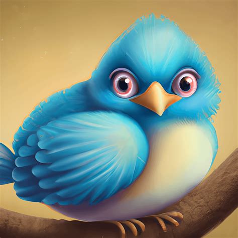 Cute Fluffy Blue Bird Graphic · Creative Fabrica