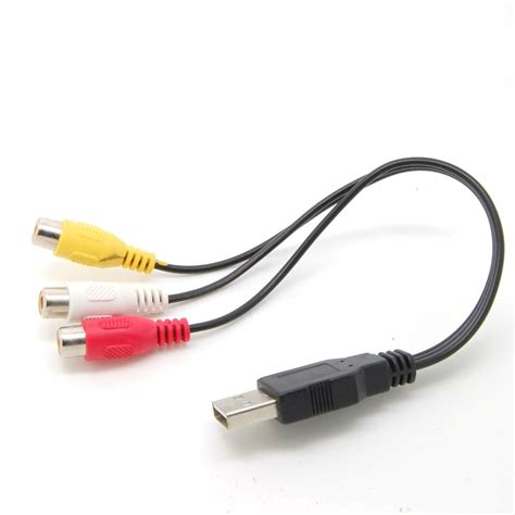 Usb Male To 3 Rca Rgb Female Video Av A V Converter Cable Hdtv Tv Television