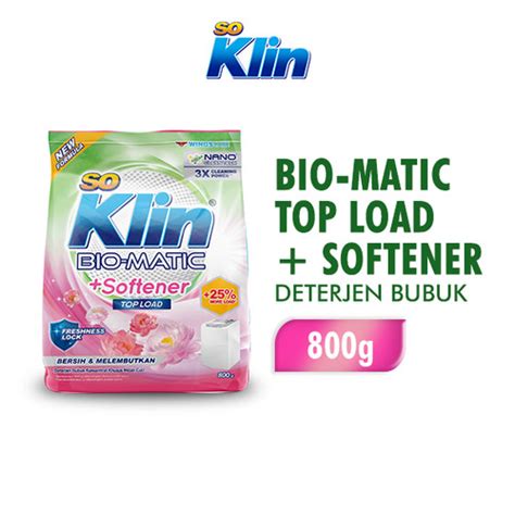 Promo SoKlin Deterjen Bubuk Bio Matic Softener Top Load 800 Gr