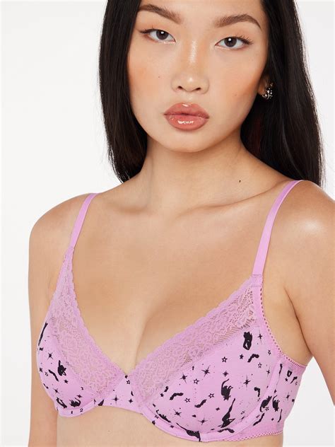 Cotton Essentials Lace Trim Unlined Bra In Pink Savage X Fenty