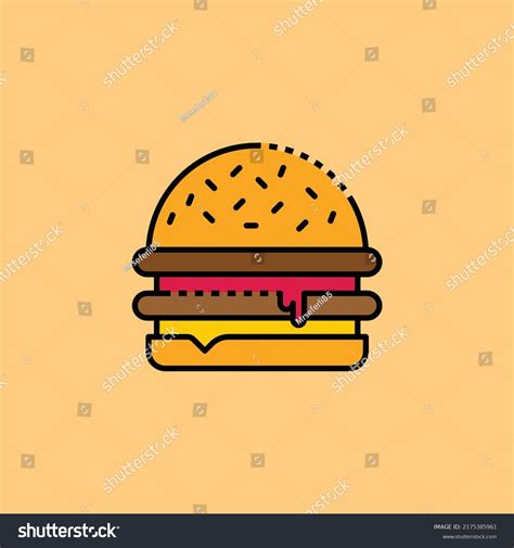 Floating Burger Cartoon Style Icon Illustration Stock Vector Royalty