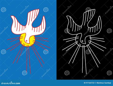 Holy Spirit Icon Sketch And Line Art Stock Vector Illustration Of