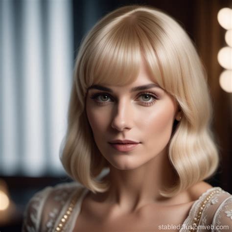 Neanderthal Woman With Blonde Bangs Wig Stable Diffusion Online