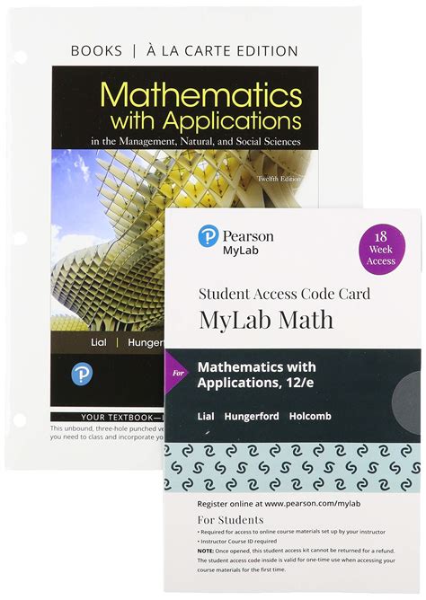 Mathematics With Applications Loose Leaf Edition Plus Mylab Math With