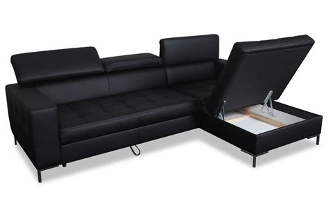 Aek Leder Ecksofa Xl Ricoii P Rechts Mit Schlaffunktion Schwarz