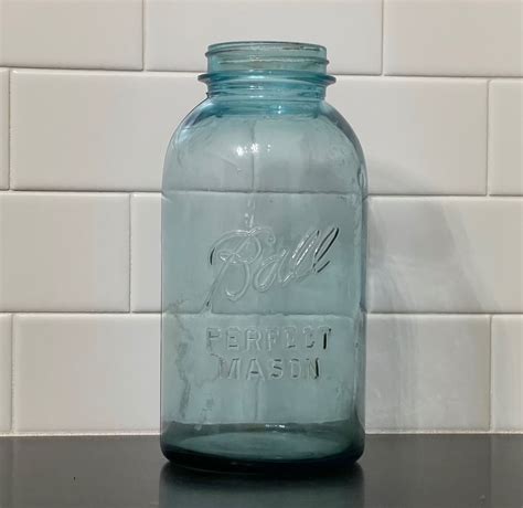 Antique 64 Oz Blue Ball Perfect Mason Jar No 12 1913 1922 Etsy