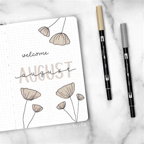 Bullet Journal August Cover Page Ideas