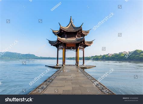 Jixian Pavilion Landmark Building West Lake Stock Photo