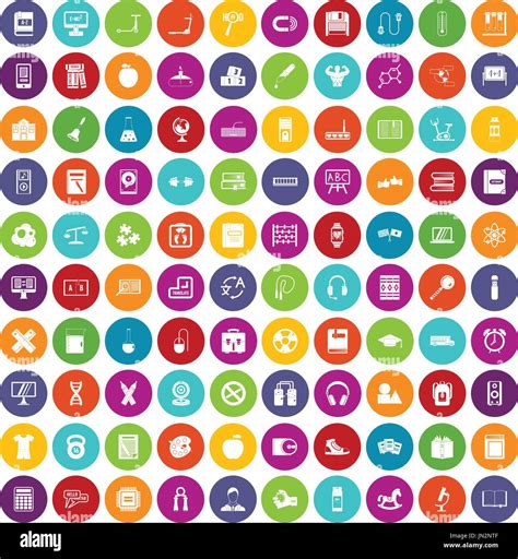 100 Learning Kids Icons Set Color Stock Vector Image And Art Alamy