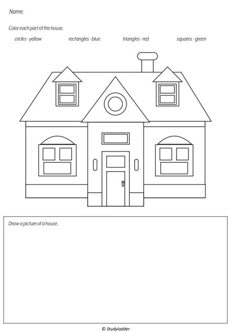 Two dimensional shapes (house) - Studyladder Interactive Learning Games