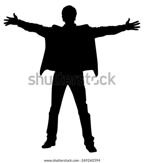 Silhouette Positive Guy On White Background Stock Vector Royalty Free