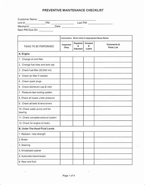 Equipment Maintenance Schedule Spreadsheet Pertaining To Home