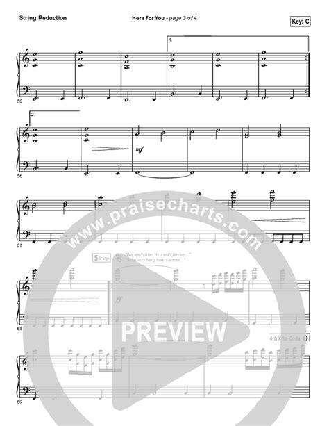 Here For You String Reduction Sheet Music Pdf Matt Redman Praisecharts