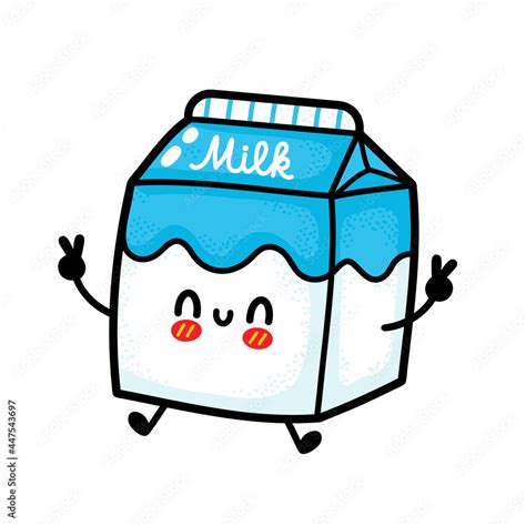 Cute Funny Happy Milk Box Jump Vector Hand Drawn Cartoon Kawaii