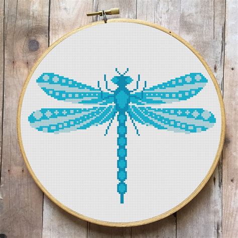 Modern Cross Stitch Pattern Dragonfly Insect Pattern PDF Cross