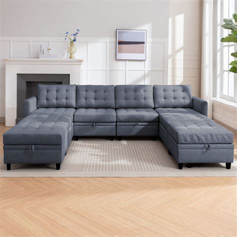 Mjkone Modern Modular Sectional Sofa Couch With Storage Ottoman for Sale