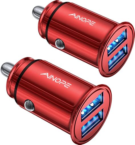 Ainope 2 Pack Fast Mini Car Charger Adapter 48a Metal Cigarette Lightter Usb Car