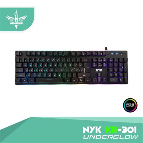 Jual NYK KR 301 Underglow Rubber Dome Nemesis RGB Gaming Keyboard NYK