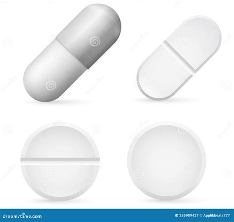 Pills Capsules Template D Realistic White Medical Pill Icon Set