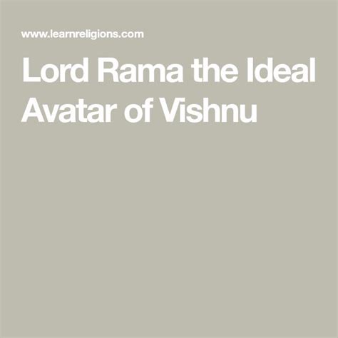 Lord Rama the Ideal Avatar of Vishnu | Avatar, Lord, Rama