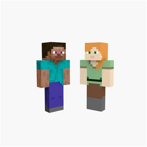 Minecraft Alex E Steve Modelo 3d Turbosquid 1843283