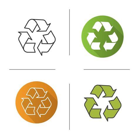 Recycle Symbol Icon Flat Design Linear And Color Styles Isolated