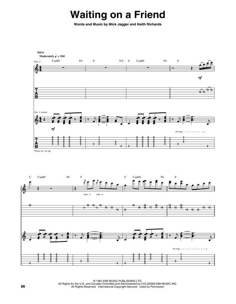 Waiting On A Friend By The Rolling Stones Guitar Tab Guitar Instructor