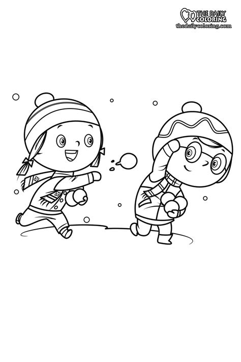 Snowball Fight Coloring Page