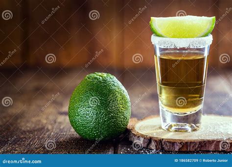 Glass Of Tequila Distilled Alcohol Drink With Salt On The Rim Of The Glass Mexican Drink Known