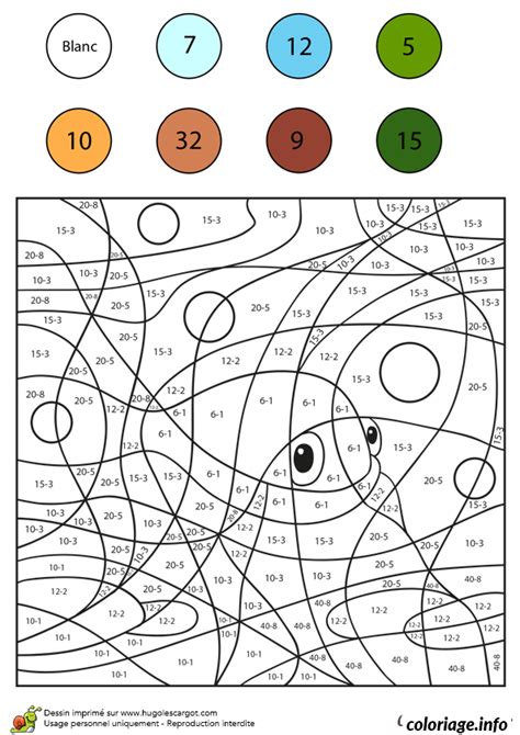 Coloriage Magique Soustraction 110 JeColorie